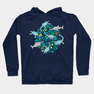 Swimming with Plesiosaurs - cute prehistoric animal design Hoodie